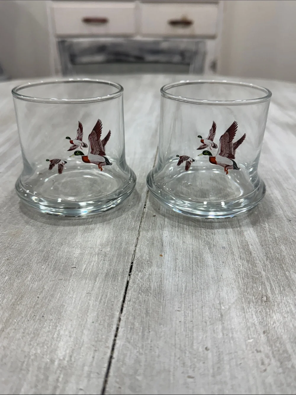 Vintage Avon Chesapeake Flying Mallard 8 oz Whiskey Glasses (2)